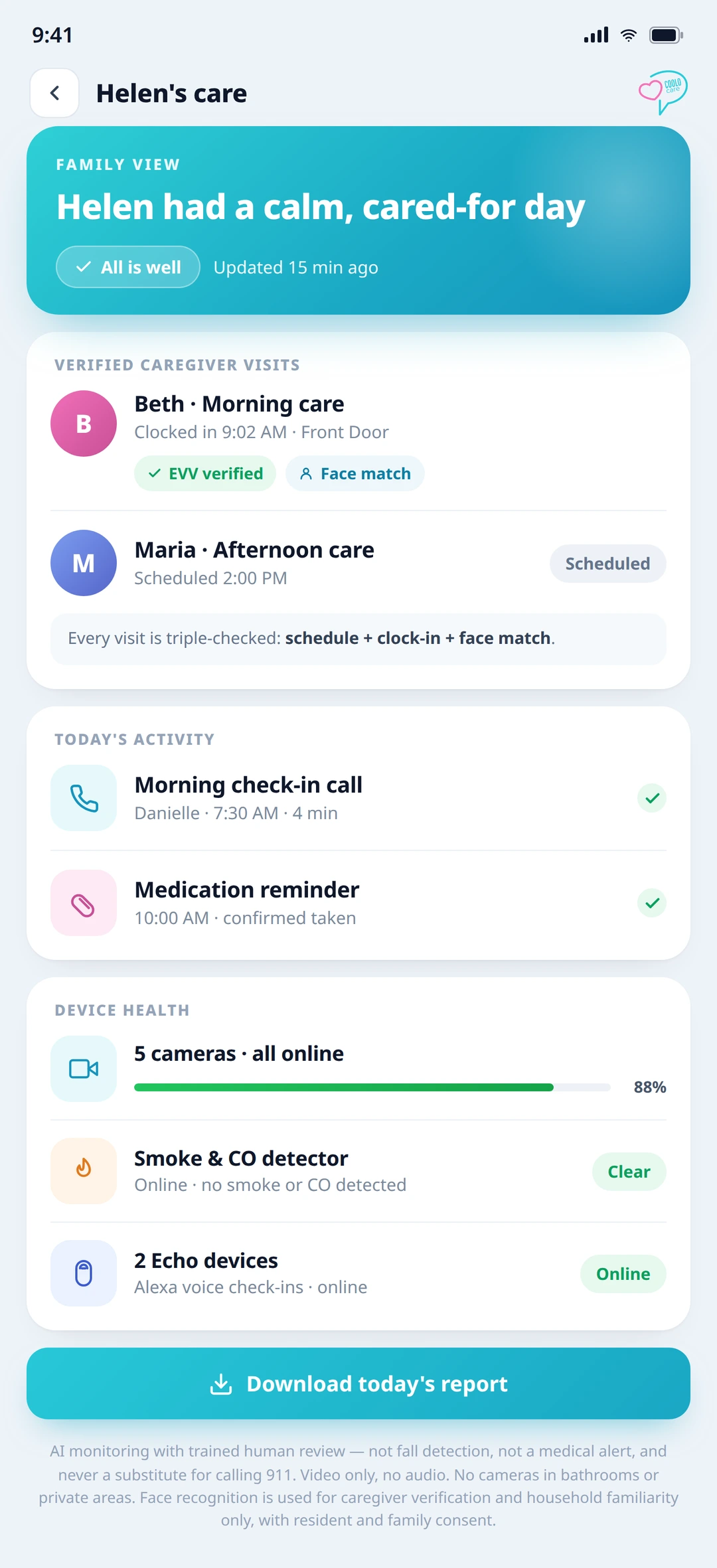 CooloCare Home Monitoring: Family app